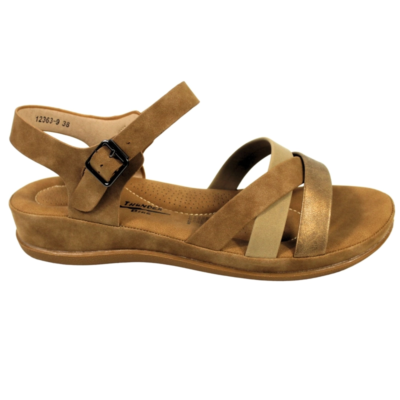 SANDALIAS BAJA MUJER CON HEBILLA PARA VERANO 12363 CAFE - 3