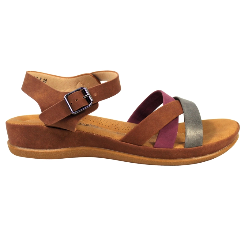 SANDALIAS BAJA MUJER CON HEBILLA PARA VERANO 12363 CHOCOLATE - 1