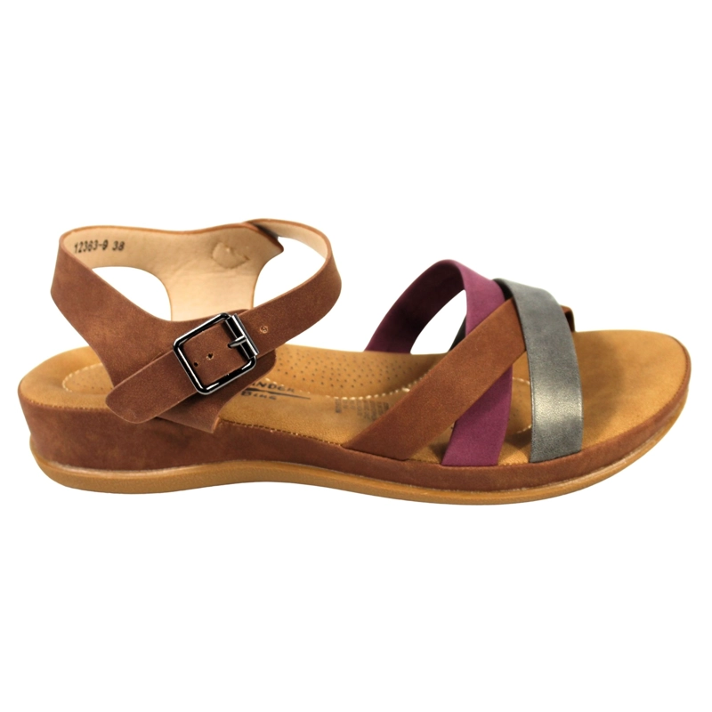 SANDALIAS BAJA MUJER CON HEBILLA PARA VERANO 12363 CHOCOLATE - 3
