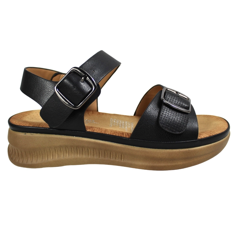 MEGABAZAR SANDALIA MUJER PLATAFORMA HEBILLA 0419-1 NEGRO