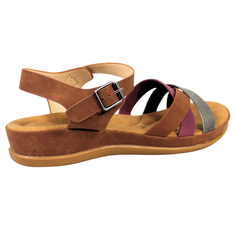 SANDALIAS BAJA MUJER CON HEBILLA PARA VERANO 12363 CHOCOLATE - 4