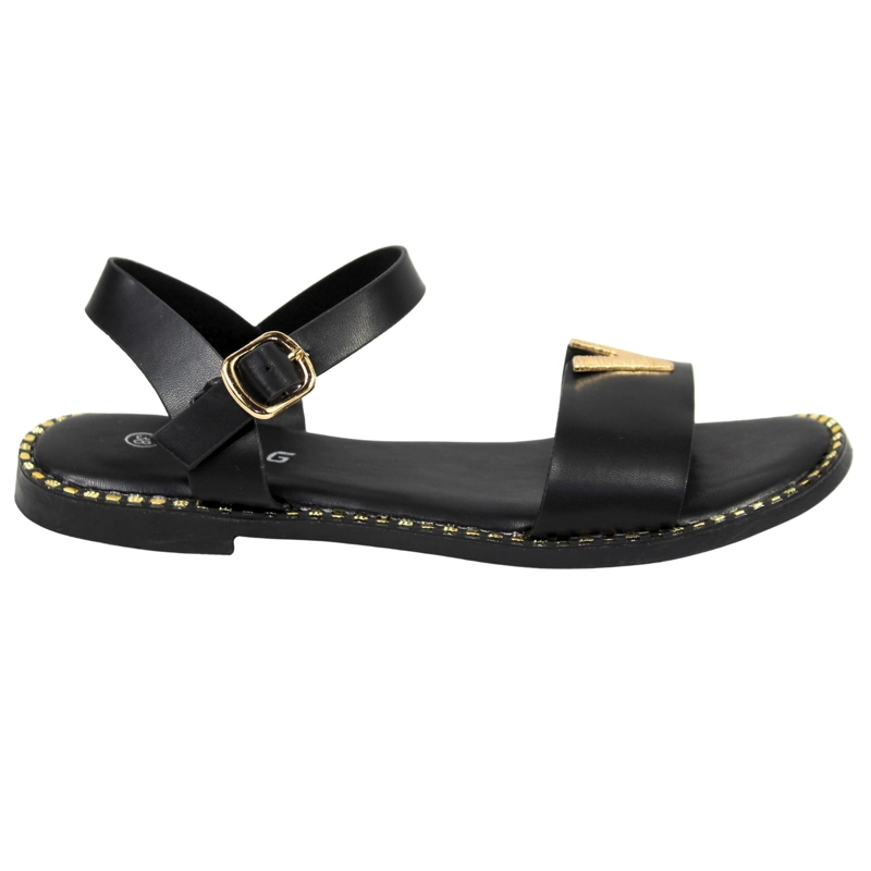 SANDALIAS DE MUJER CON HEBILLA DORADA PG5232 DORADO - 1