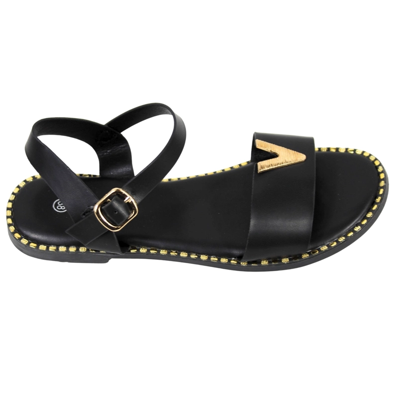 SANDALIAS DE MUJER CON HEBILLA DORADA PG5232 DORADO - 3