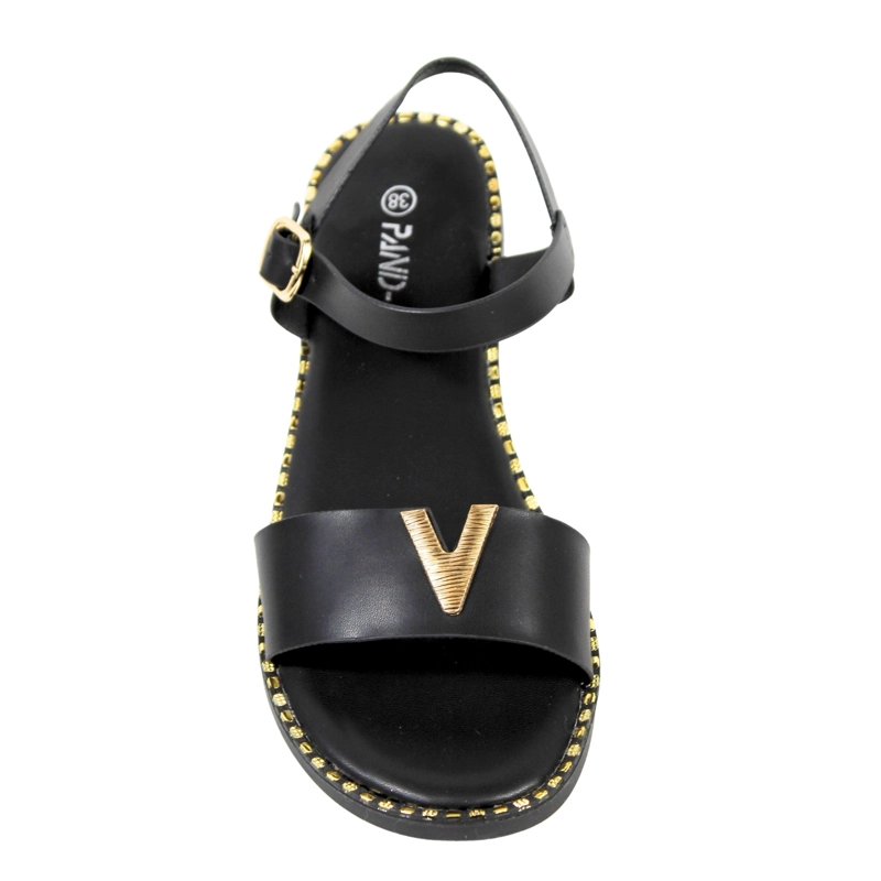 SANDALIAS DE MUJER CON HEBILLA DORADA PG5232 DORADO - 4