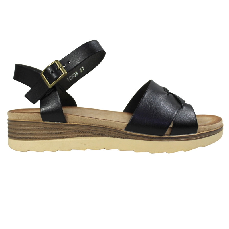 SANDALIA PLATAFORMA MUJER CON HEBILLA TGH08 NEGRO - 1