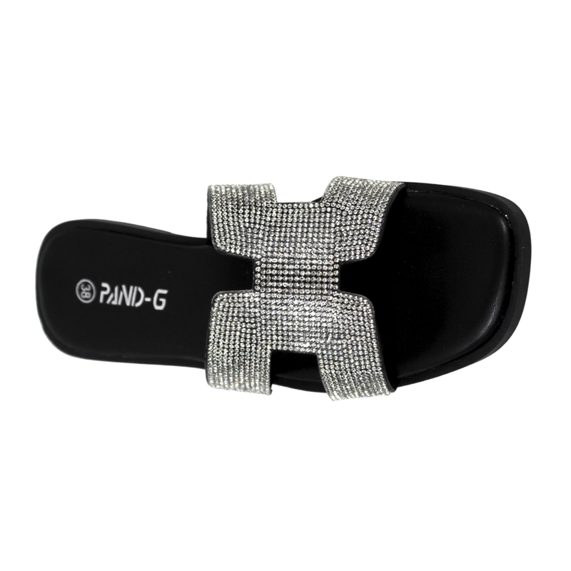 SANDALIAS DE MUJER CON BRILLANTES PG5238 NEGRO - 3