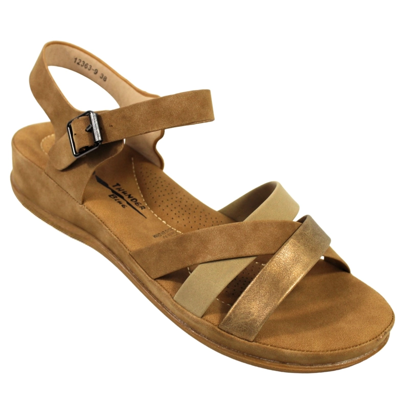 SANDALIAS BAJA MUJER CON HEBILLA PARA VERANO 12363 CAFE - 2