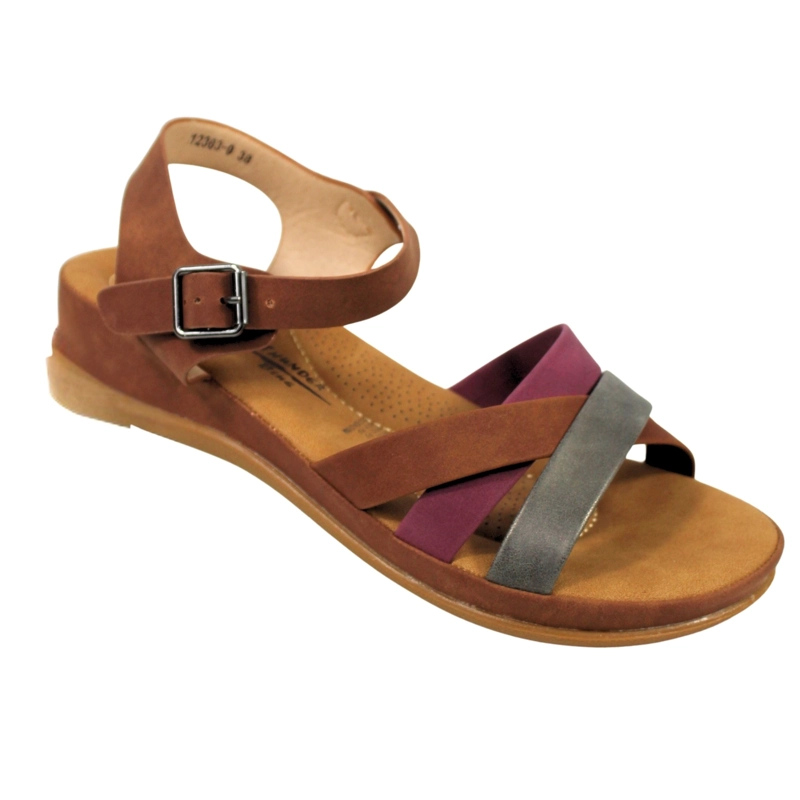 SANDALIAS BAJA MUJER CON HEBILLA PARA VERANO 12363 CHOCOLATE - 2