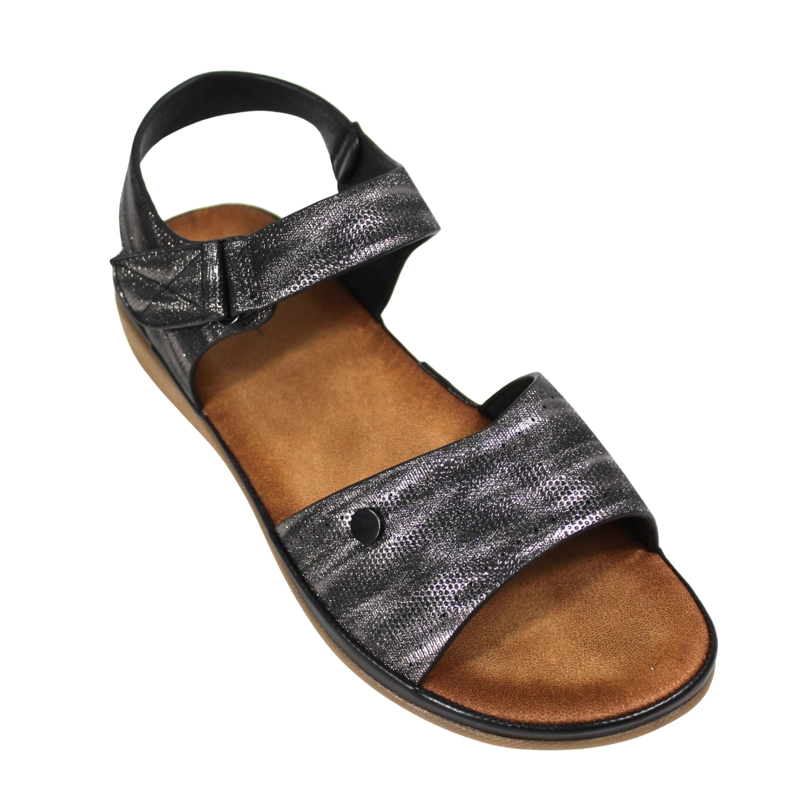 SANDALIA CASUAL MUJER CON HEBILLA AJUSTABLE 0520-4 NEGRO - 2