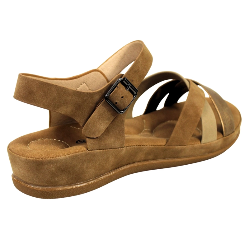 SANDALIAS BAJA MUJER CON HEBILLA PARA VERANO 12363 CAFE - 4