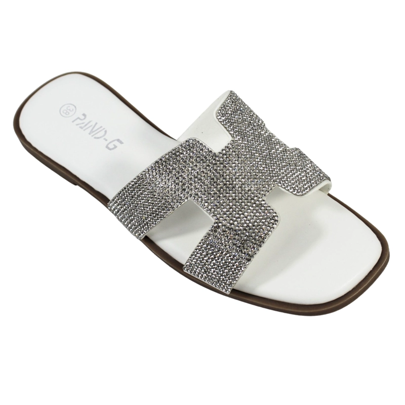 SANDALIAS DE MUJER CON BRILLANTES PG5238 BLANCO - 2
