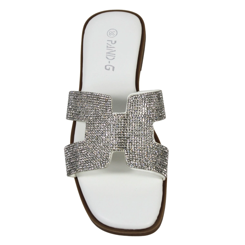 SANDALIAS DE MUJER CON BRILLANTES PG5238 BLANCO - 3