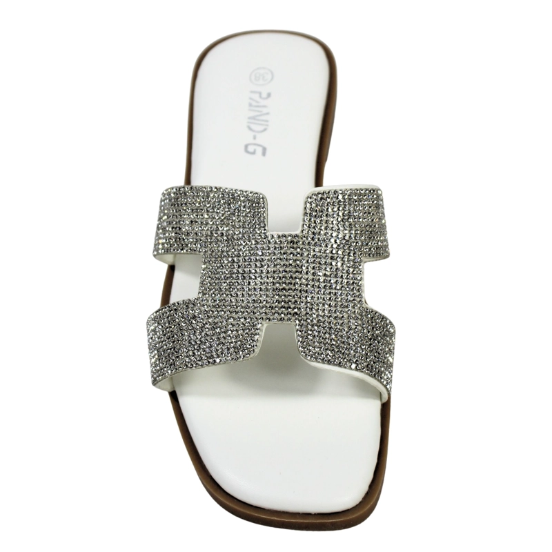 SANDALIAS DE MUJER CON BRILLANTES PG5238 BLANCO - 4