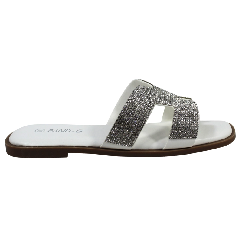 SANDALIAS DE MUJER CON BRILLANTES PG5238 BLANCO - 1