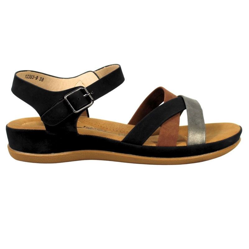 SANDALIAS BAJA MUJER CON HEBILLA PARA VERANO 12363 NEGRO - 1