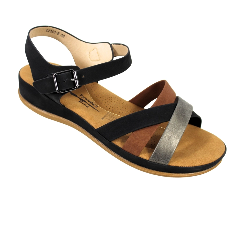 SANDALIAS BAJA MUJER CON HEBILLA PARA VERANO 12363 NEGRO - 2