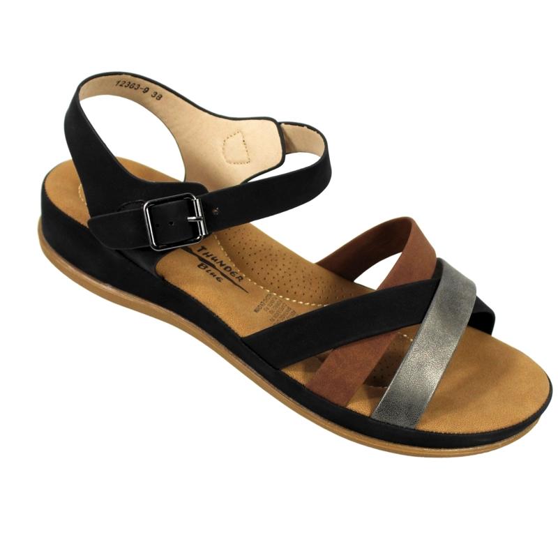 SANDALIAS BAJA MUJER CON HEBILLA PARA VERANO 12363 NEGRO - 4