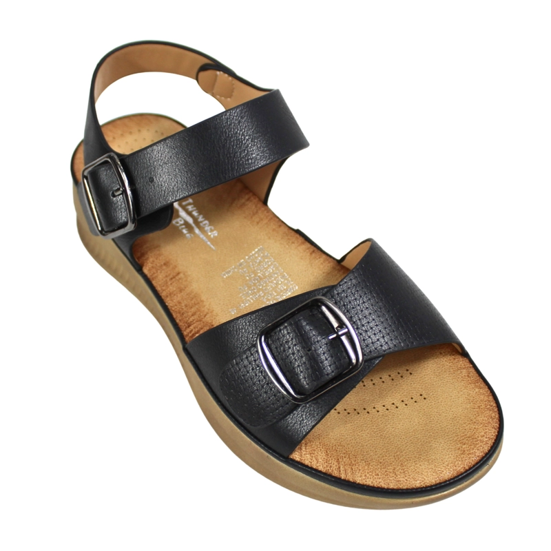 SANDALIA MUJER PLATAFORMA HEBILLA 0419-1 NEGRO - 3