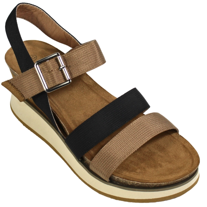 SANDALIAS DE MUJER CON HEBILLA Y PLATAFORMA TGH09 NEGRO - 2
