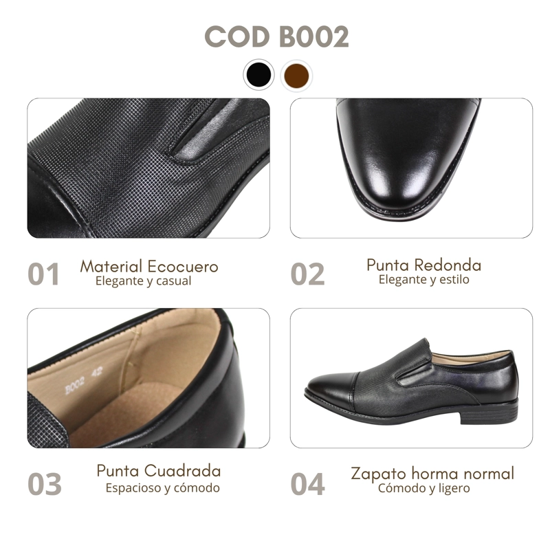 ZAPATO MOCASIN DE VESTIR SLIP-ON B002 NEGRO - 5