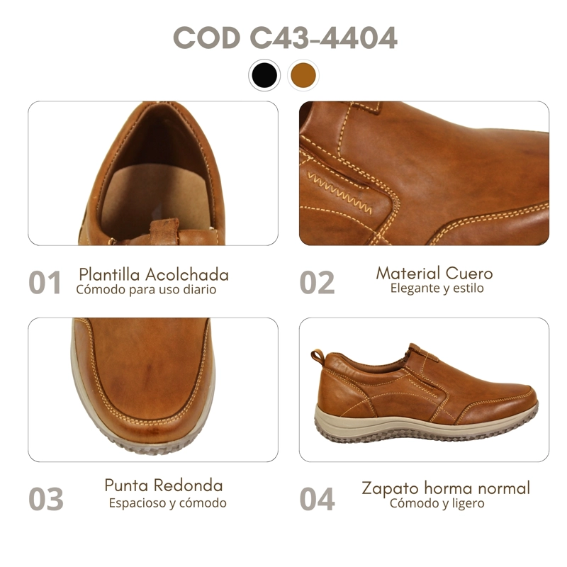 ZAPATO CASUAL HOMBRE CUERO C43-4404 NEGRO - 5