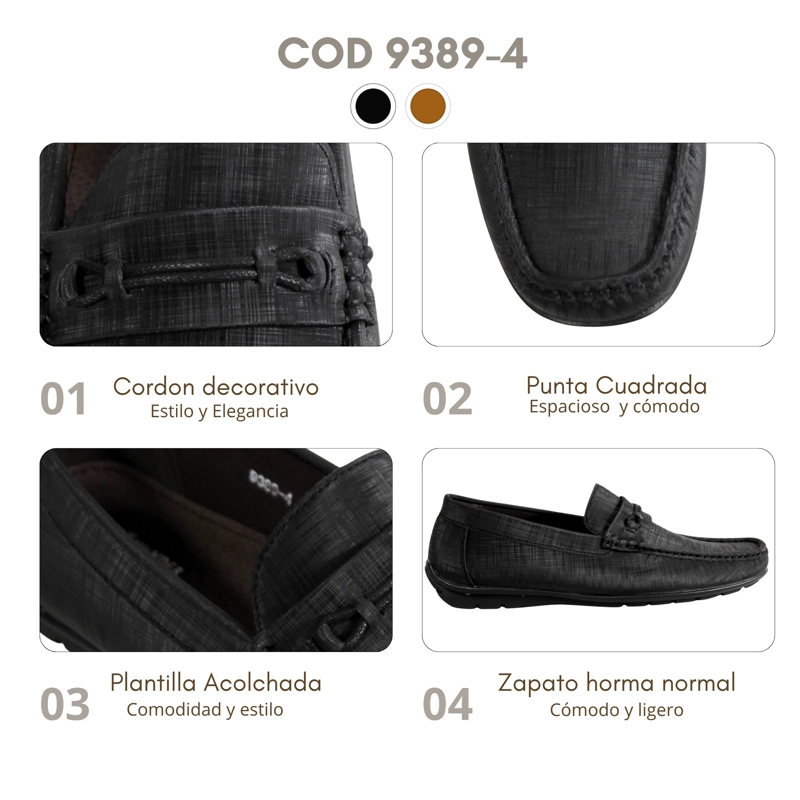 MOCASIN CASUAL HOMBRE 9389-4 NEGRO - 5
