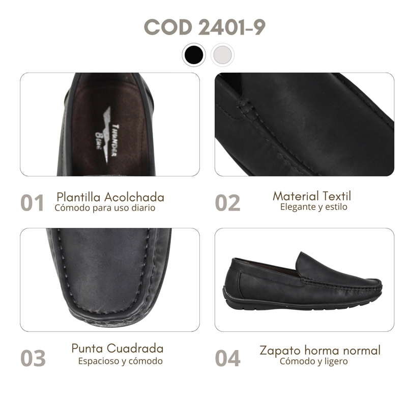 MOCASIN FORMAL HOMBRE 2401-9 NEGRO - 5