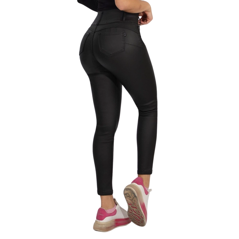 JEANS MUJER ECOCUERO NEGRO J9906 - 4
