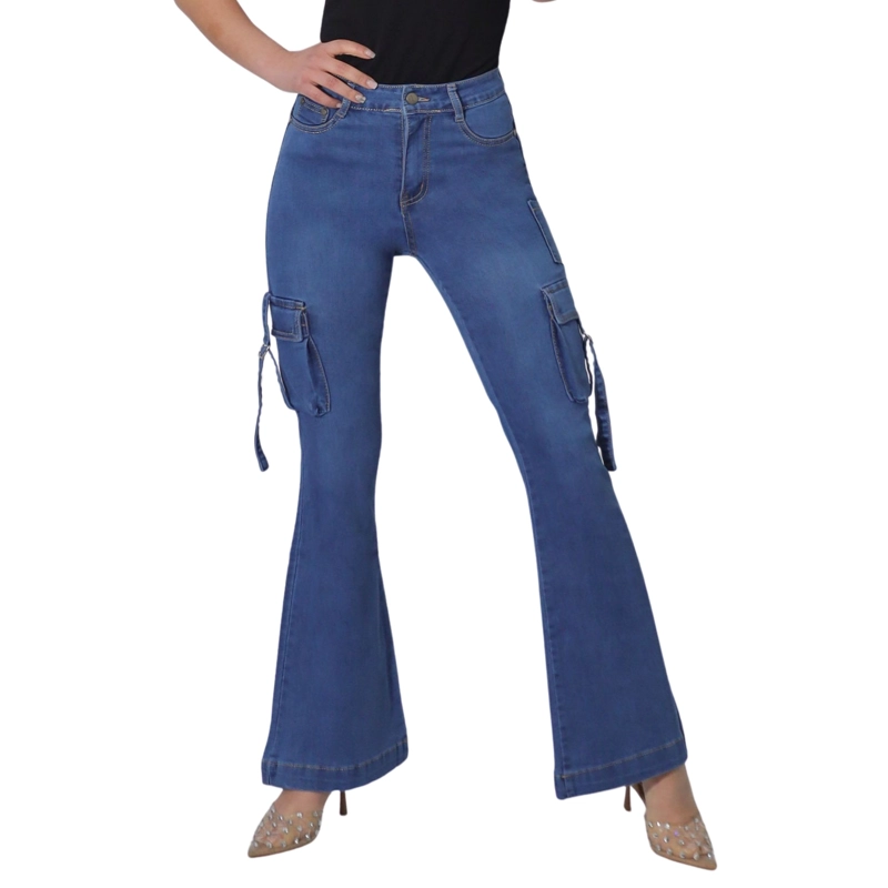 JEANS MUJER CARGO FLARE J9048 - 1