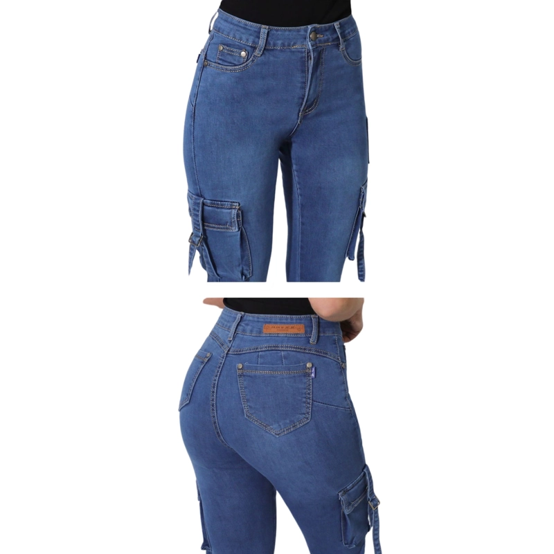 JEANS MUJER CARGO FLARE J9048 - 4