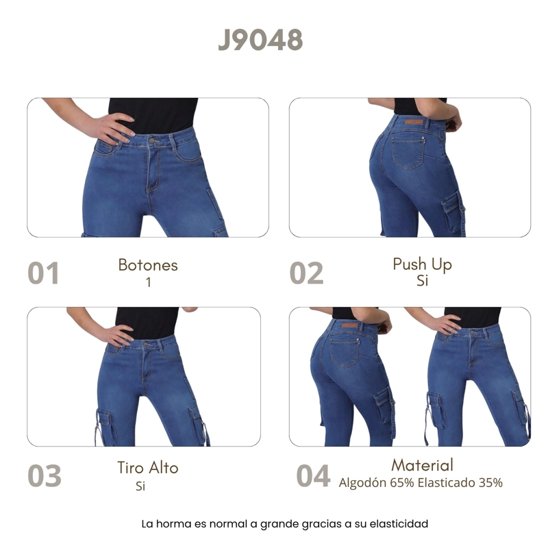 JEANS MUJER CARGO FLARE J9048 - 5