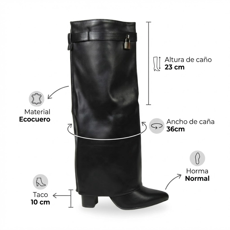 BOTA CAÑA ALTA ESTILO SHARK NEGRA PG5201 NEGRO - 7