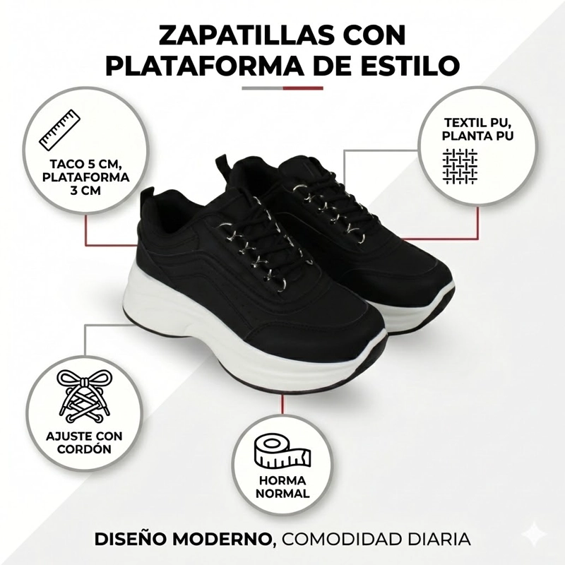 ZAPATILLA PLATAFORMA MUJER PG5342 NEGRO - 6