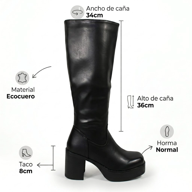 BOTA PLATAFORMA TACO ANCHO ECOCUERO 2512 - 8