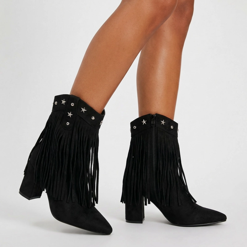 BOTIN VAQUERA CON FLECOS GAMUZA PG5332 - 5