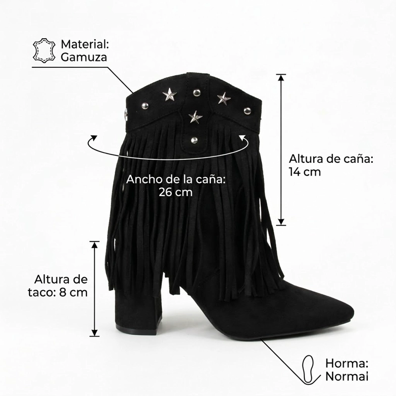 BOTIN VAQUERA CON FLECOS GAMUZA PG5332 - 7