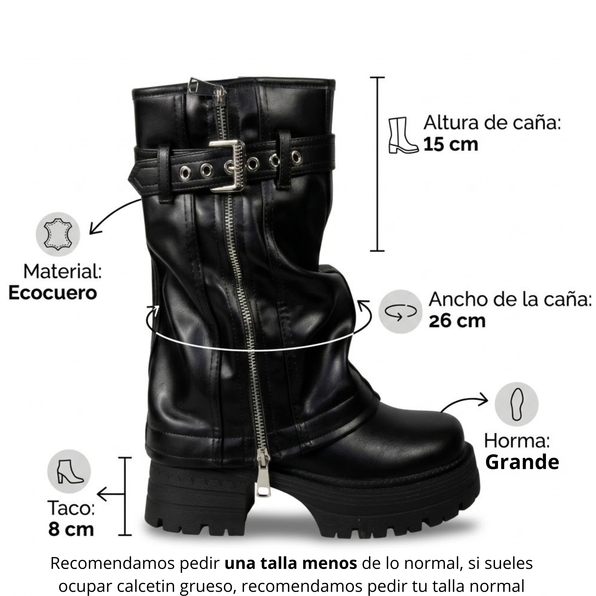 BOTA MUJER BIKER PLATAFORMA PG24280 - 7