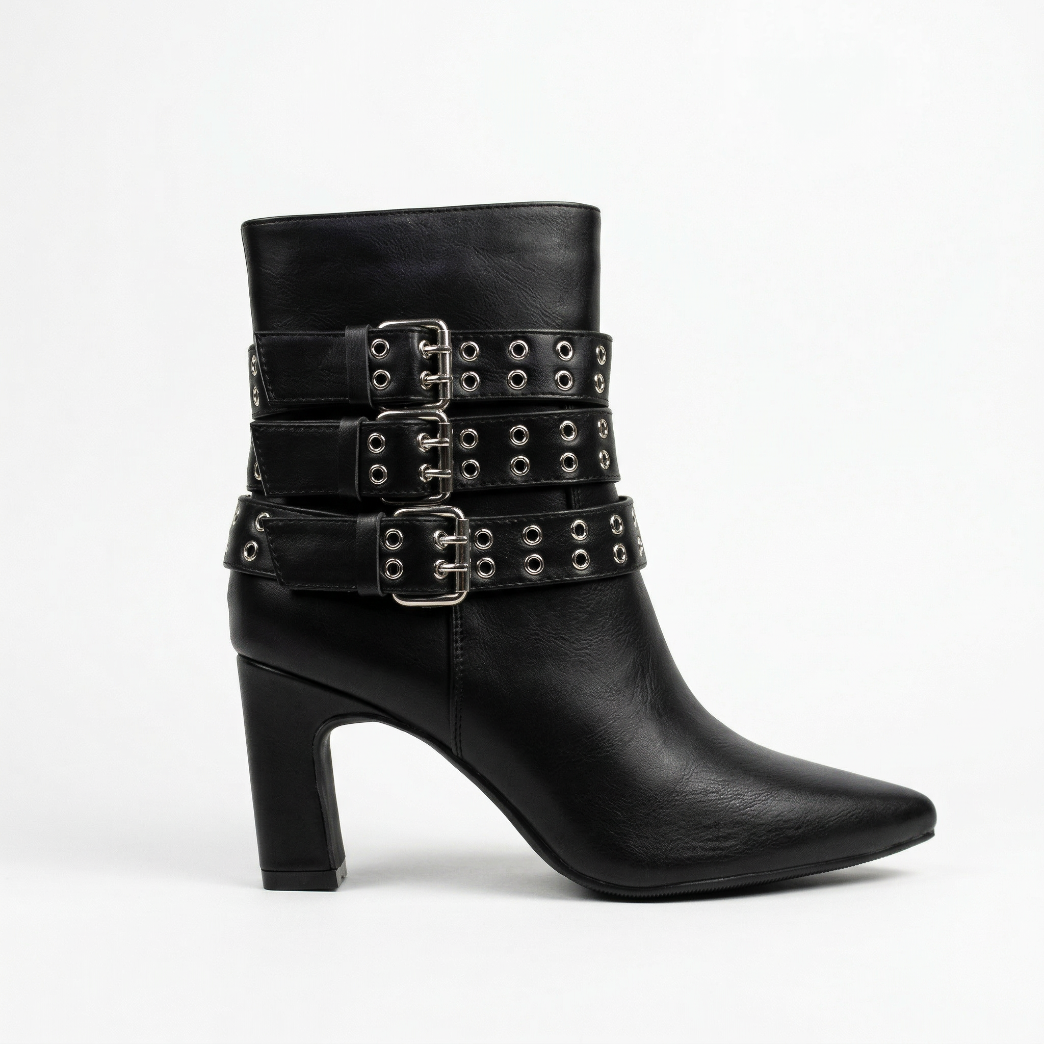 BOTIN MUJER ROCKERO HEBILLAS TACO CUADRADO PG5351 - 1