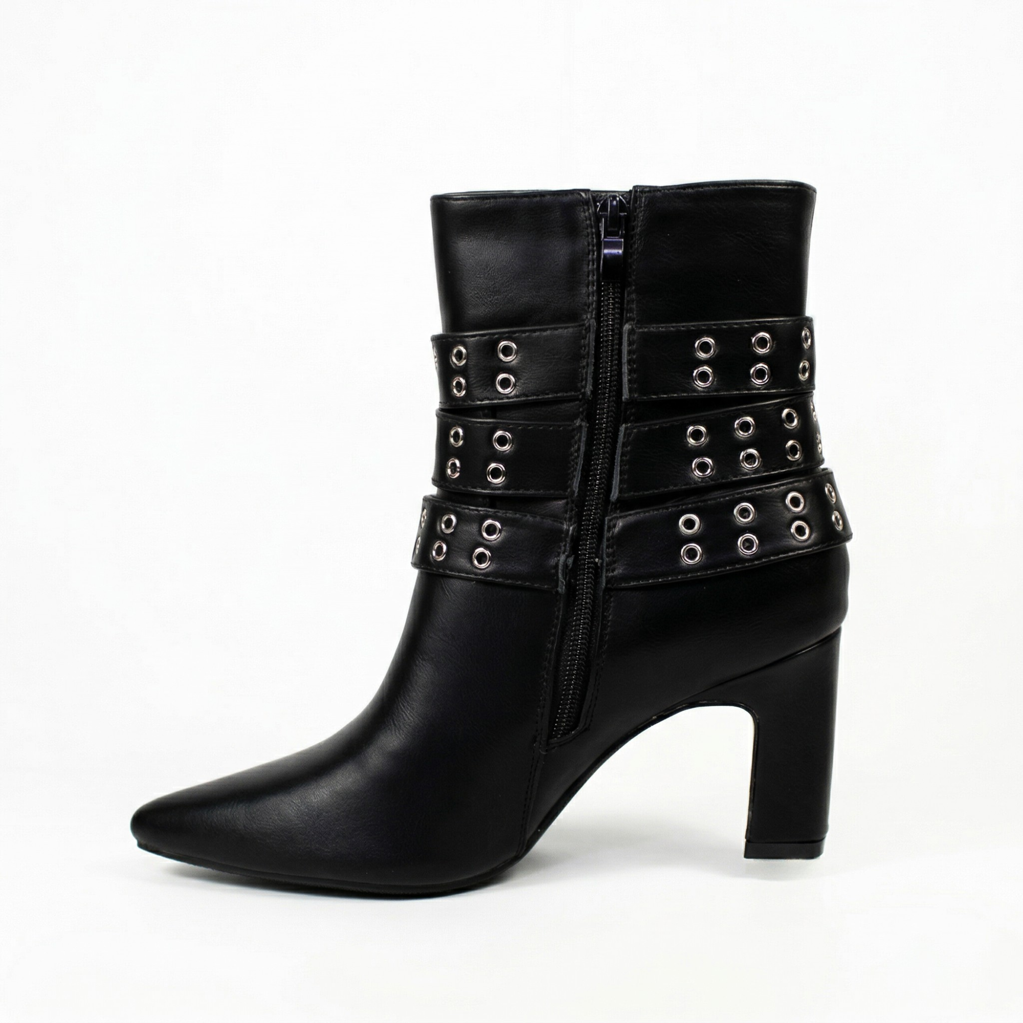 BOTIN MUJER ROCKERO HEBILLAS TACO CUADRADO PG5351 - 2