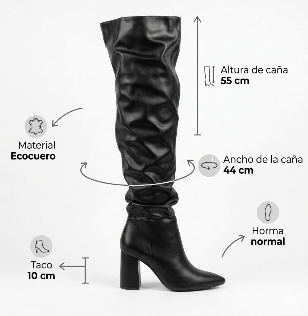 BOTA MUJER ALTA PUNTIAGUDA TACO CUADRADO PG5349 - 6