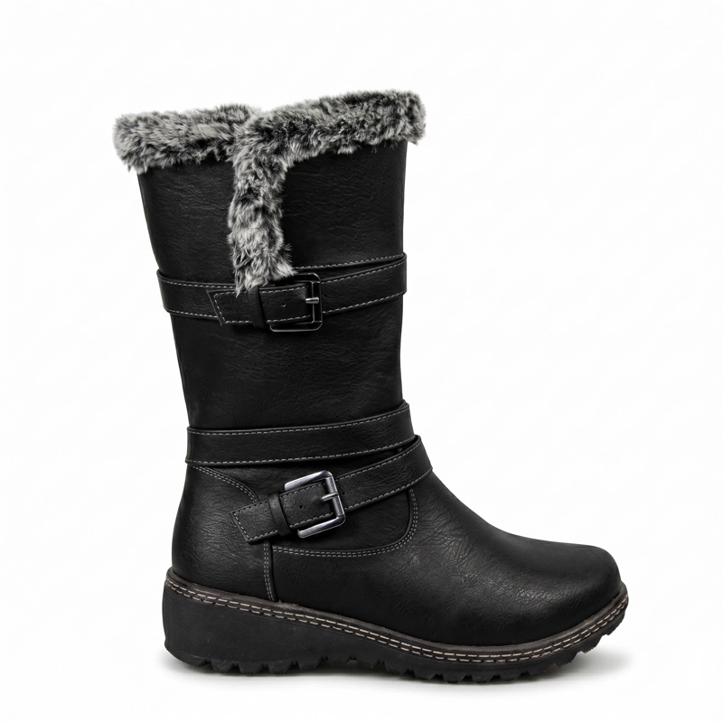 BOTA MUJER INVIERNO ECOCUERO DISEÑO HEBILLA - 1