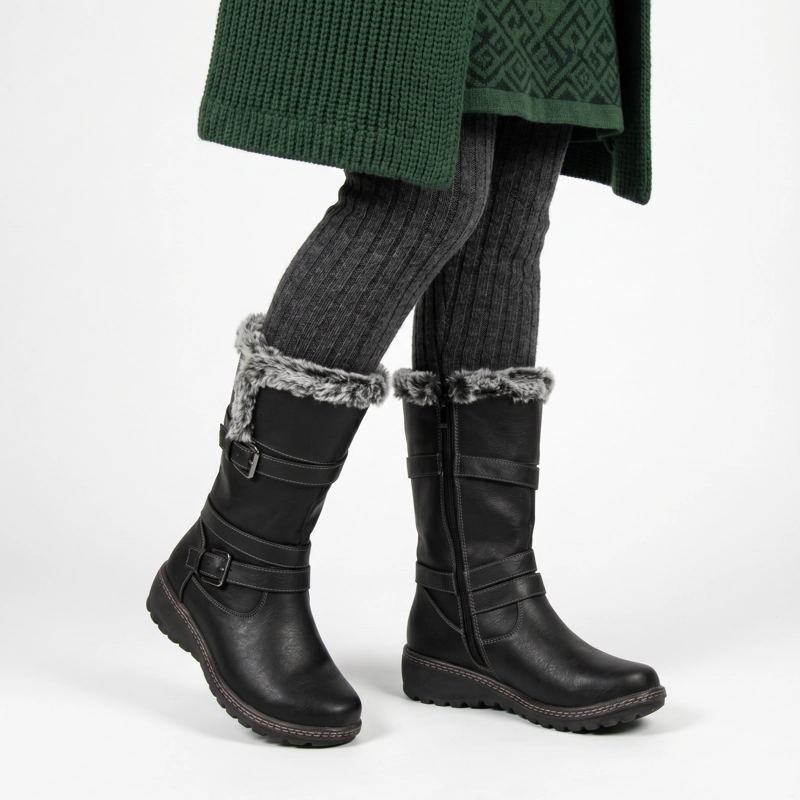 BOTA MUJER INVIERNO ECOCUERO DISEÑO HEBILLA - 2