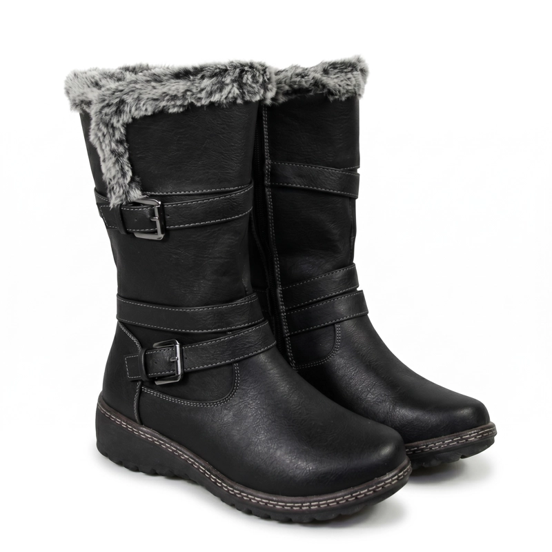 BOTA MUJER INVIERNO ECOCUERO DISEÑO HEBILLA - 3