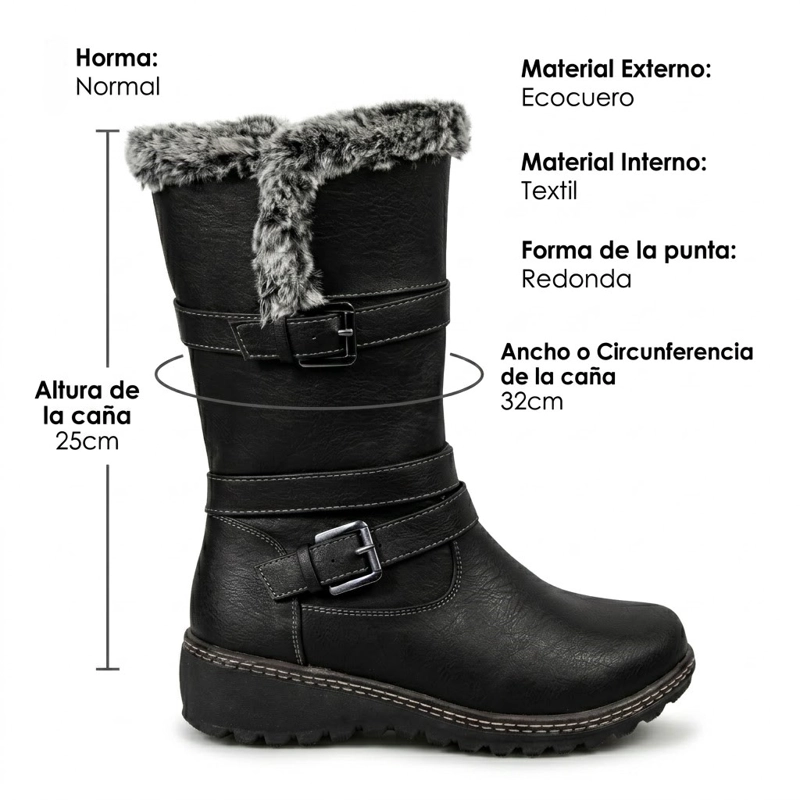 BOTA MUJER INVIERNO ECOCUERO DISEÑO HEBILLA - 7