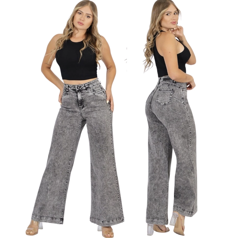 JEANS ESTILO PALAZZO MUJER PUSH UP GRIS FULL ELASTICADO - 4