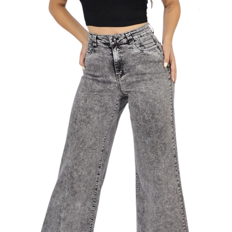 JEANS ESTILO PALAZZO MUJER PUSH UP GRIS FULL ELASTICADO - 5