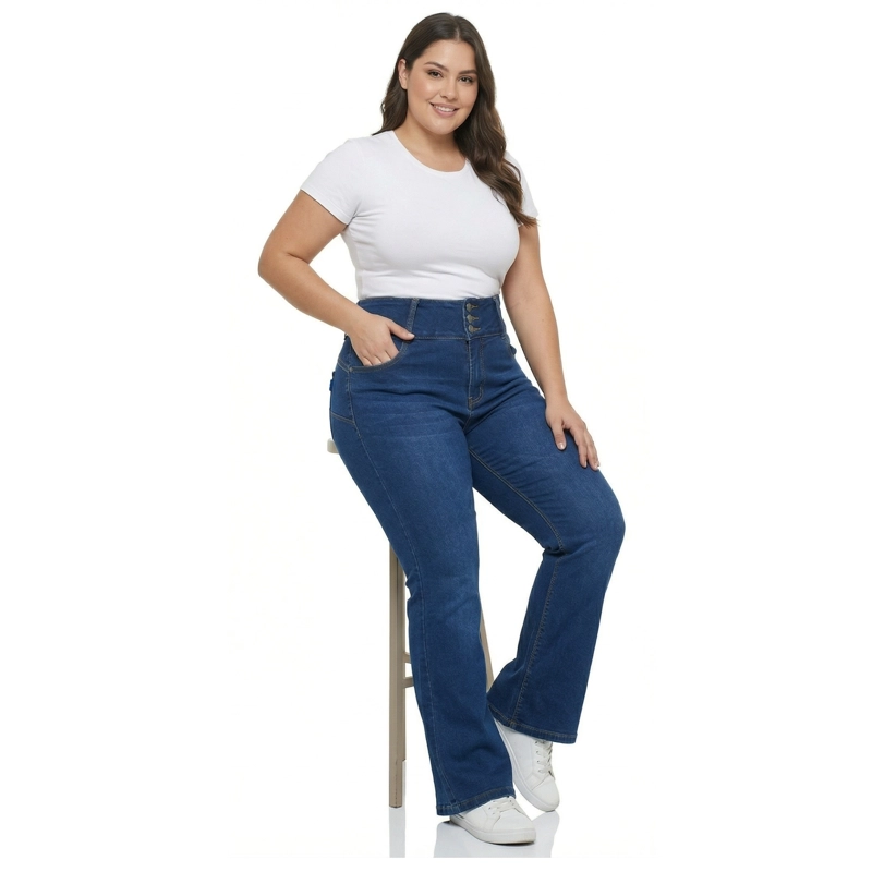 JEANS MUJER ELASTICADO FLARE PUSH UP EXTRA LINDA - 3