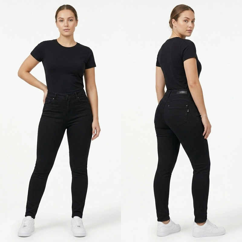 JEANS SKINNY NEGRO MUJER PUSH UP TIRO ALTO - 3