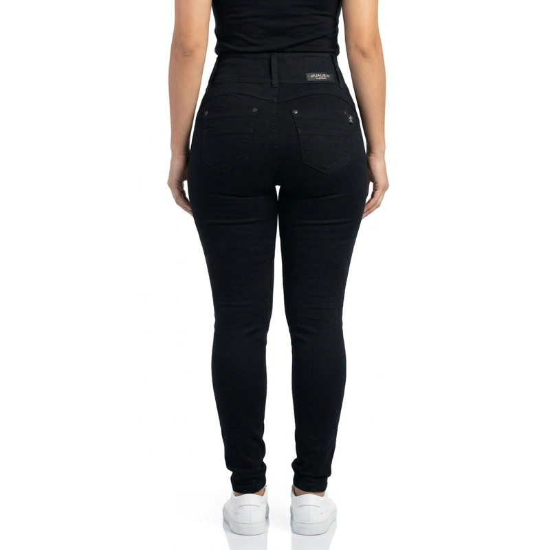 JEANS SKINNY NEGRO MUJER TIRO ALTO PRETINA ALTA - 2