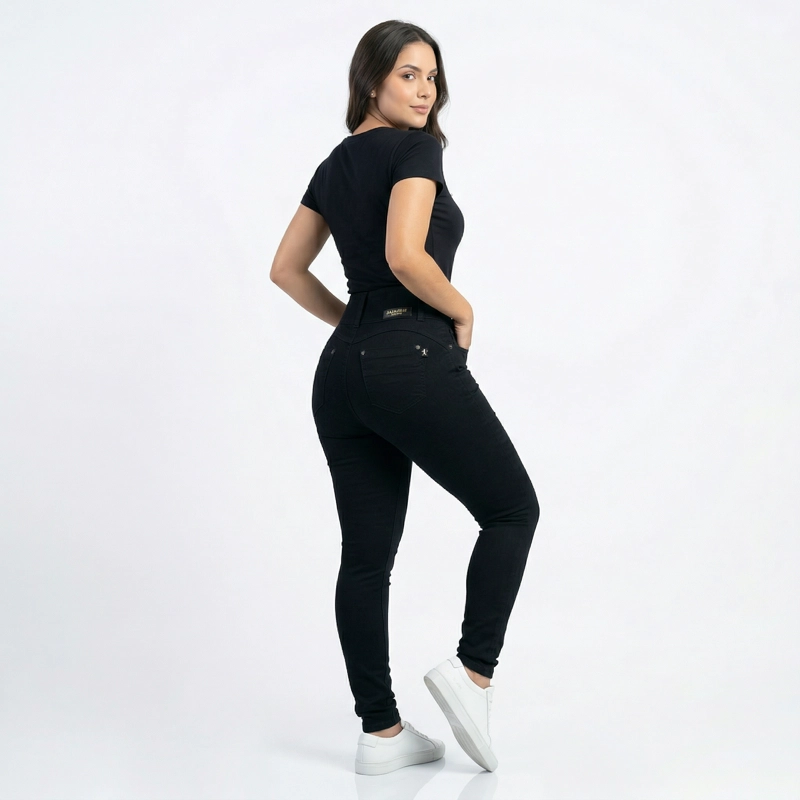 JEANS SKINNY TIRO ALTO PRETINA ALTA - 3